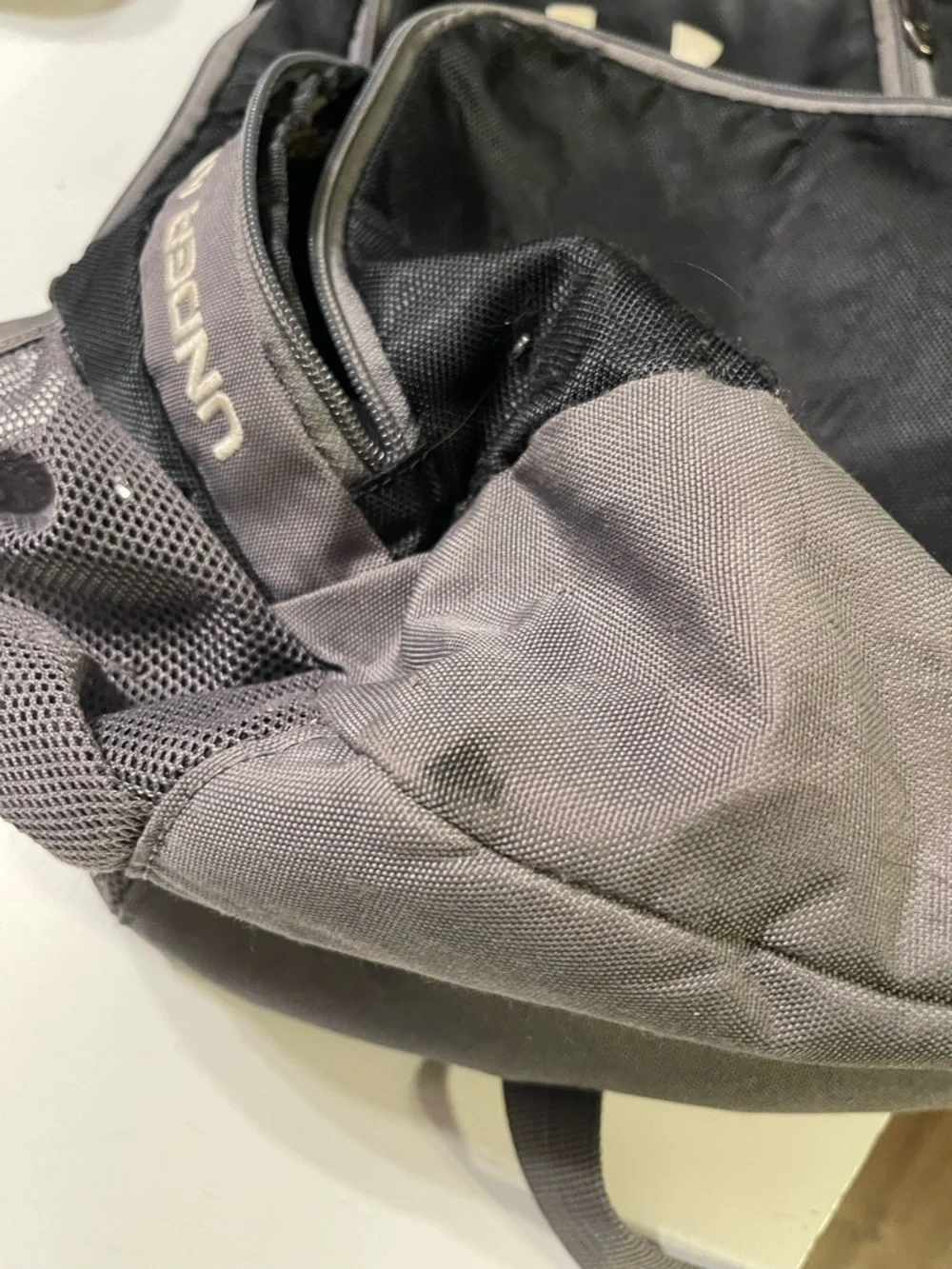 Under Armour Hustle Storm Black Grey Backpack School Hiking Travel Bag